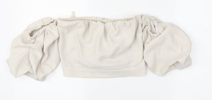 Preloved River Island Womens Beige   Cropped Blouse Size 8 - Front