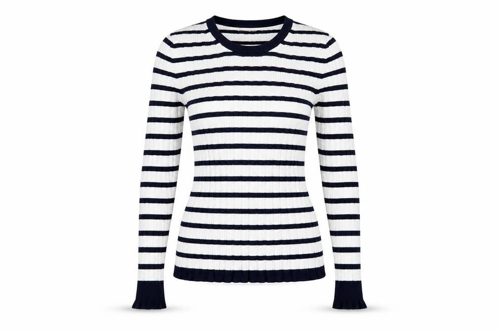 TU Womens White Striped  Pullover Jumper Size 10