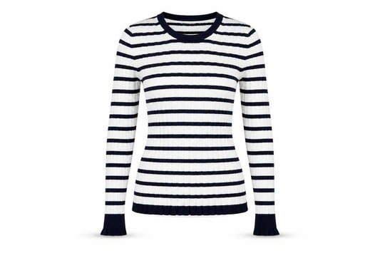 Tu Womens White Striped  Pullover Jumper Size 10