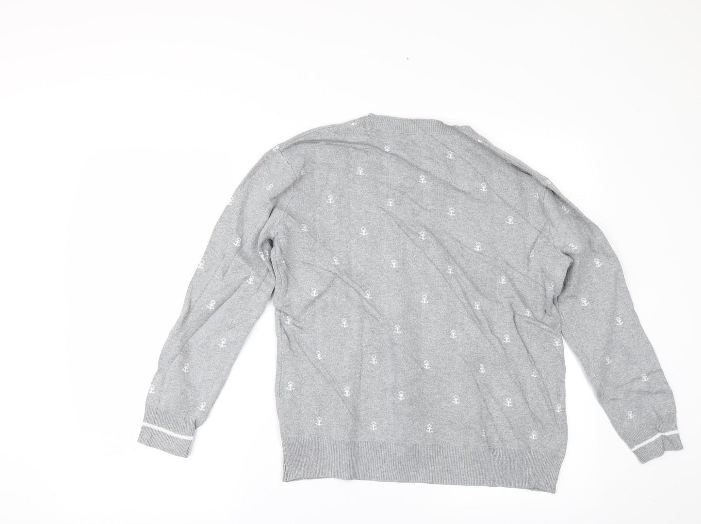 Pull&Bear Womens Grey Geometric  Pullover Jumper Size M