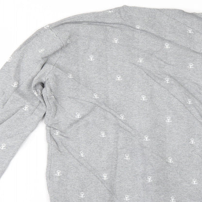 Pull&Bear Womens Grey Geometric  Pullover Jumper Size M