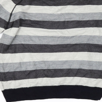 Preloved STANDARD UNTIY Mens Grey Striped  Pullover Jumper Size M - Label