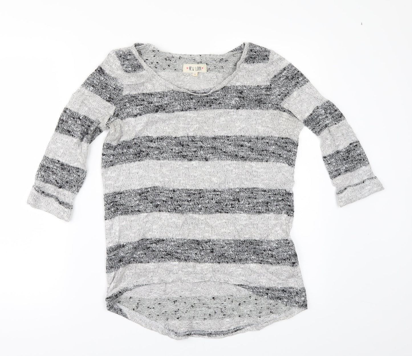 New Look Womens Grey Striped  Pullover Jumper Size 8