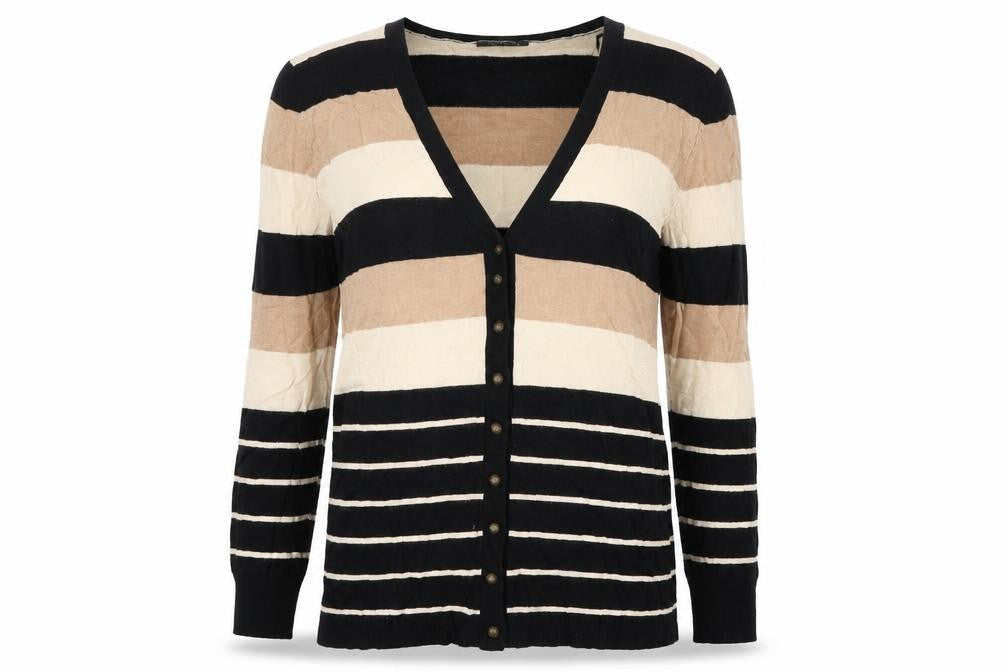 Bonmarché Womens Beige Striped Cardigan Jumper Size M