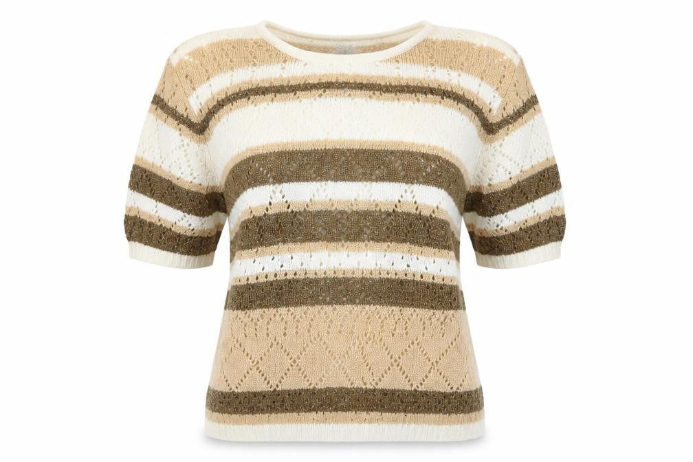 Preworn Womens Brown Striped Knit Pullover Jumper Size 12