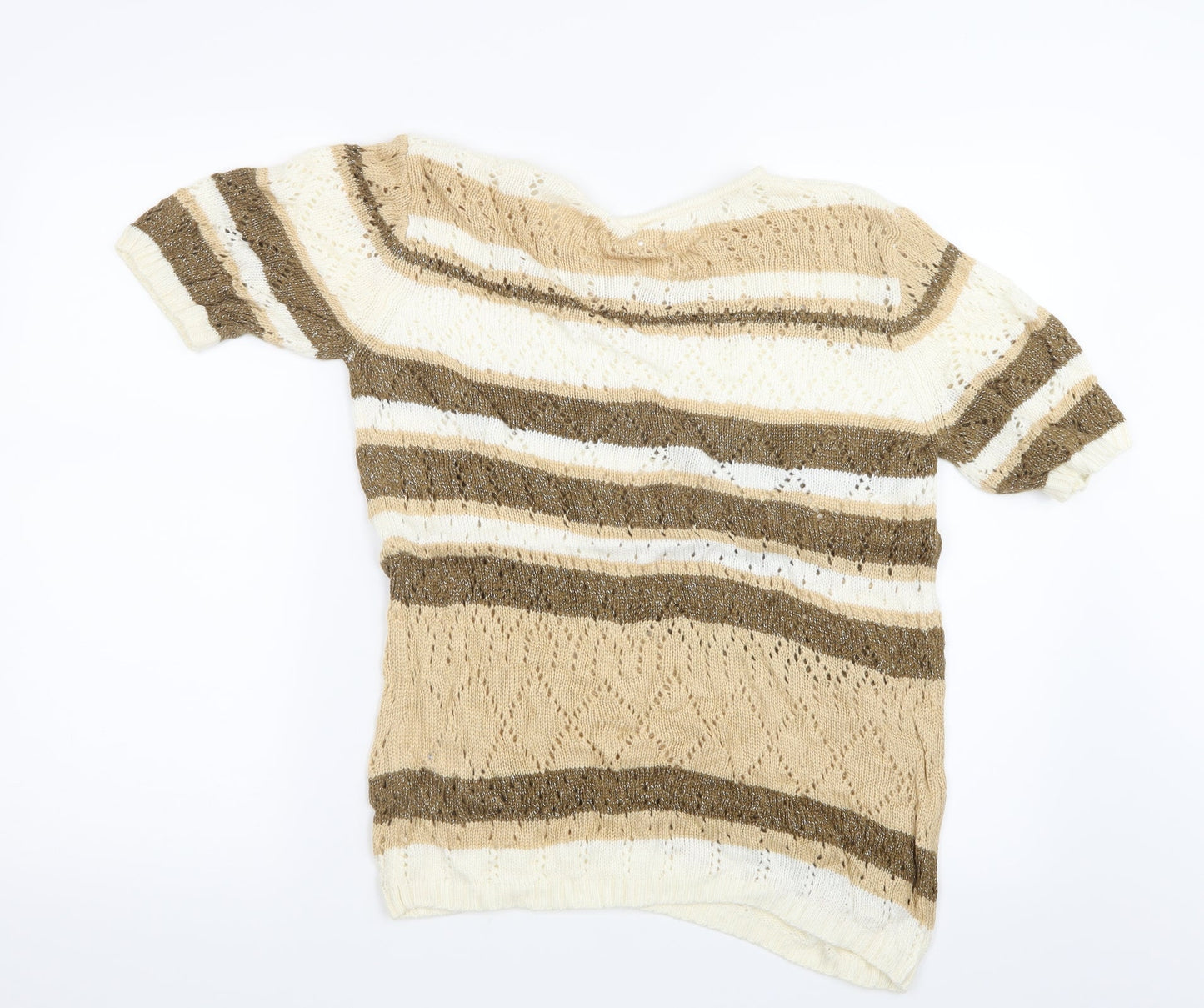 Preworn Womens Brown Striped Knit Pullover Jumper Size 12