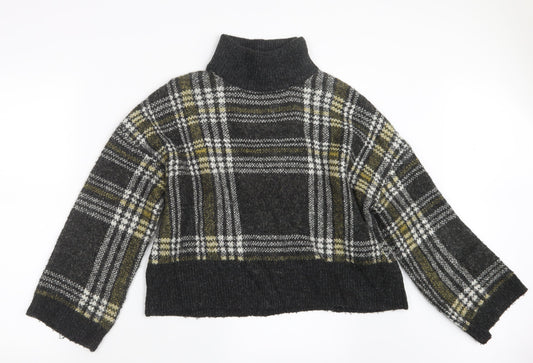 New Look Womens Grey Check Knit Pullover Jumper Size S
