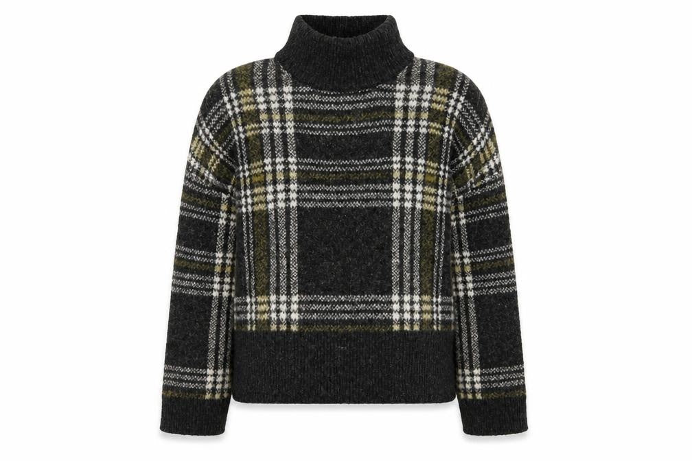 New Look Womens Grey Check Knit Pullover Jumper Size S