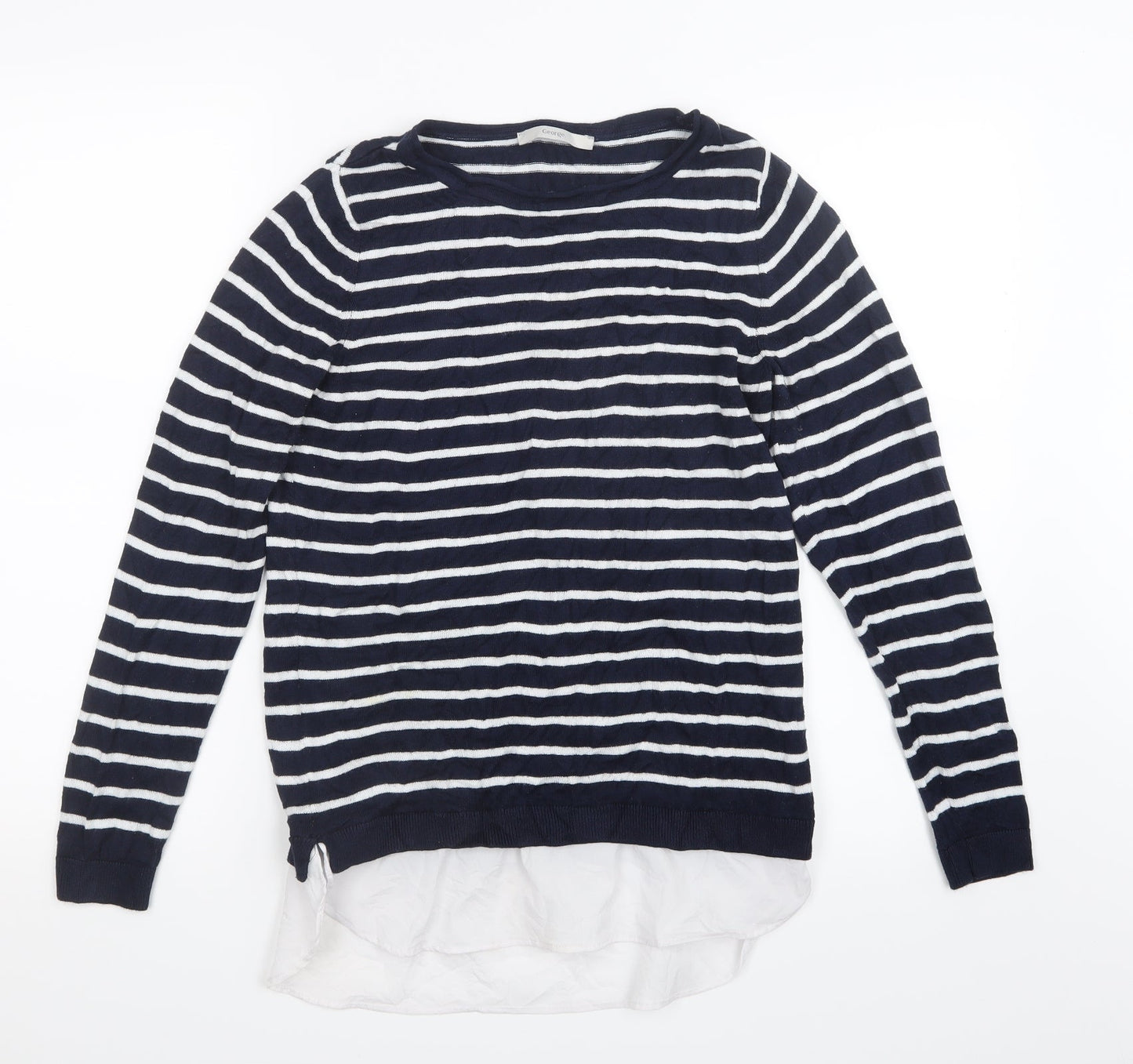 George Womens Blue Striped Knit Pullover Jumper Size 10