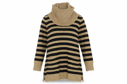Vintage Couture Womens Beige Striped Knit Pullover Jumper Size 12