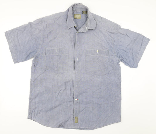 Haggar Mens Blue    Button-Up Size L