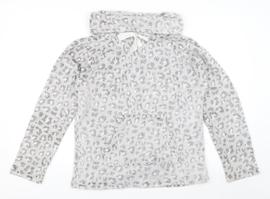 F&F Womens Grey Animal Print  Pullover Sweatshirt Size M