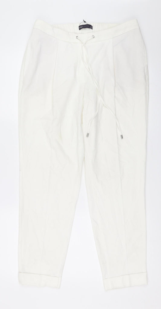 Marks and Spencer Womens White   Trousers  Size 12 L28 in