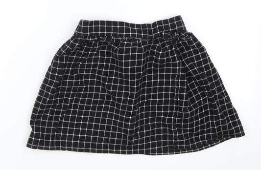 George Girls Black Check  Skater Skirt Size 5-6 Years