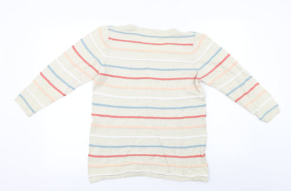 Preloved ISLE Essentials  Womens Beige Striped  Pullover Jumper Size M - Back
