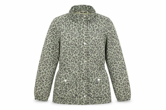 H&M Womens Green Animal Print  Overcoat Coat Size 8