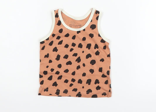Primark Boys Beige Animal Print  Basic Tank Size 6-9 Months