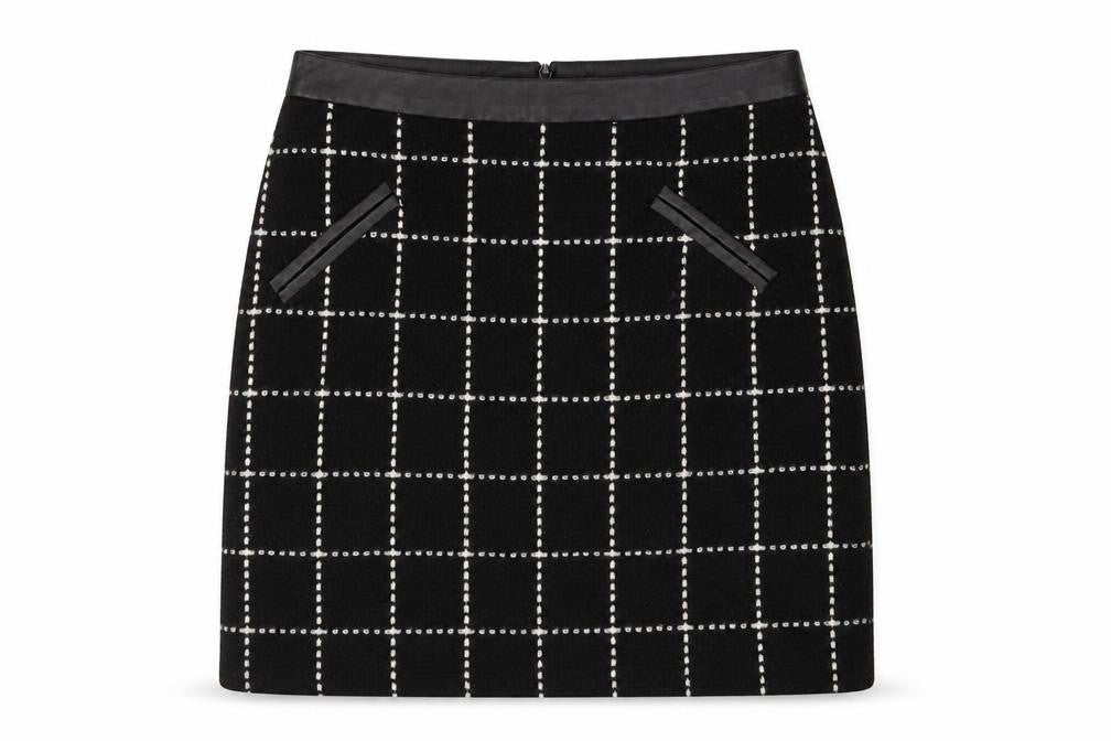 George Womens Black Check  Flare Skirt Size 8