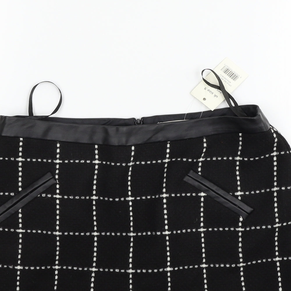 George Womens Black Check  Flare Skirt Size 8