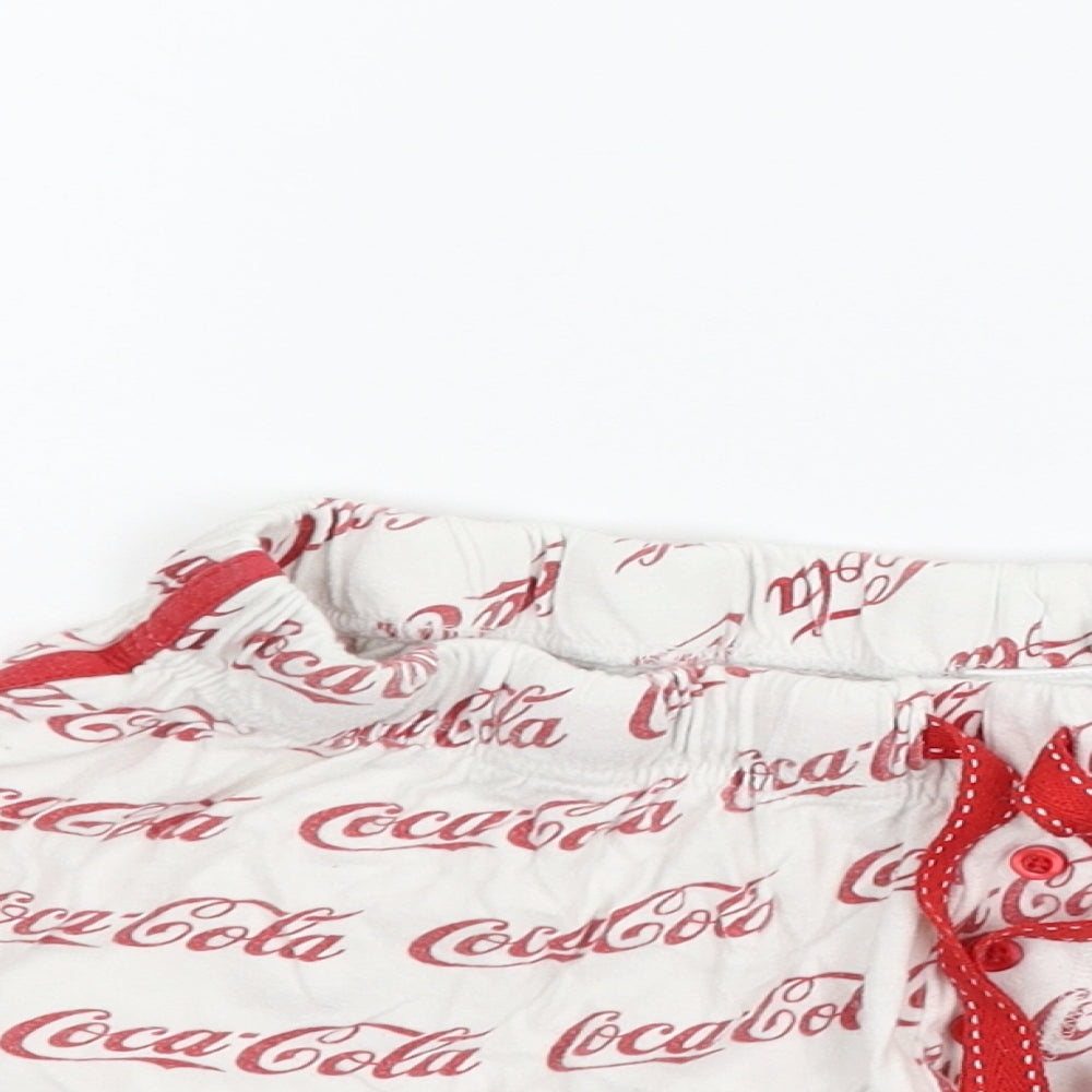 LOVE TO LOUNGE Womens White Solid   Lounge Pants Size M  - coca cola