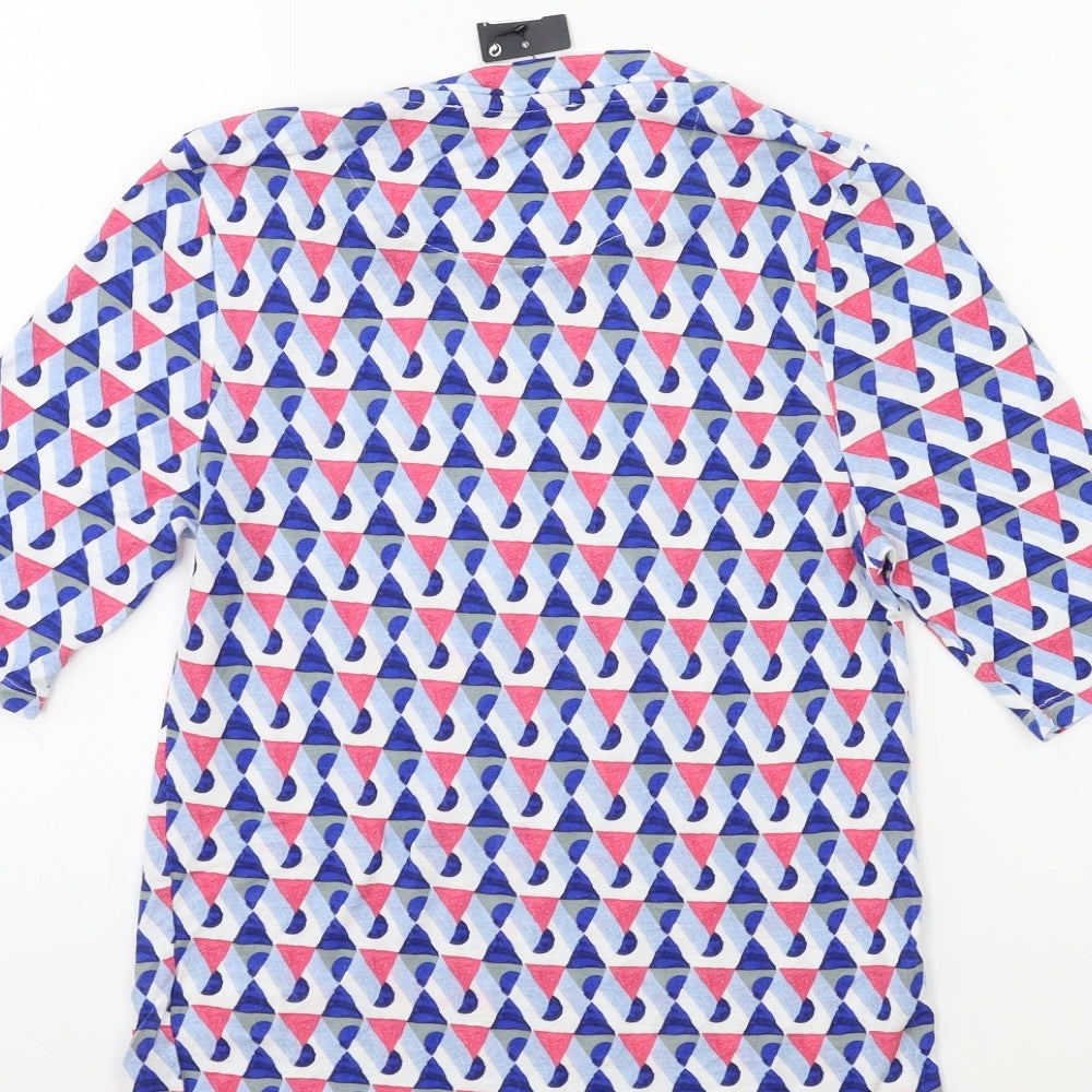 Marks and Spencer Womens Blue Geometric  Basic T-Shirt Size 8