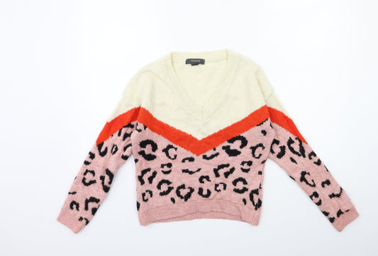 Primark Womens Pink Animal Print  Pullover Jumper Size 6