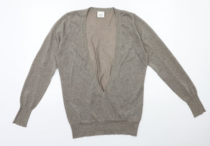 Preloved NEXT Womens Gold  Knit Pullover Jumper Size 16 - Front