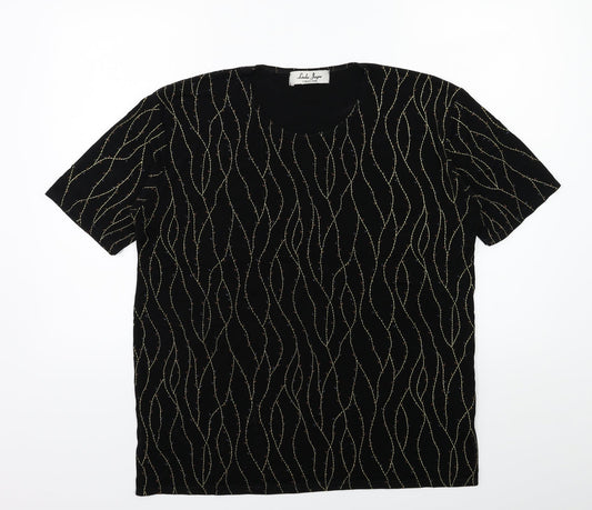 LINDA JAYNE Womens Black   Basic T-Shirt Size 8