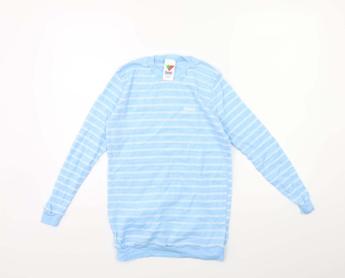 Rodeo Boys Blue Striped  Basic T-Shirt Size 8 Years