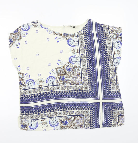 Preloved F&FF Womens White Paisley  Basic Blouse Size 14 - Front