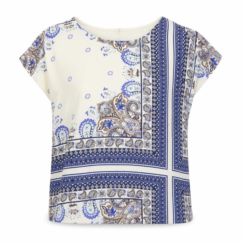 F&FF Womens White Paisley  Basic Blouse Size 14