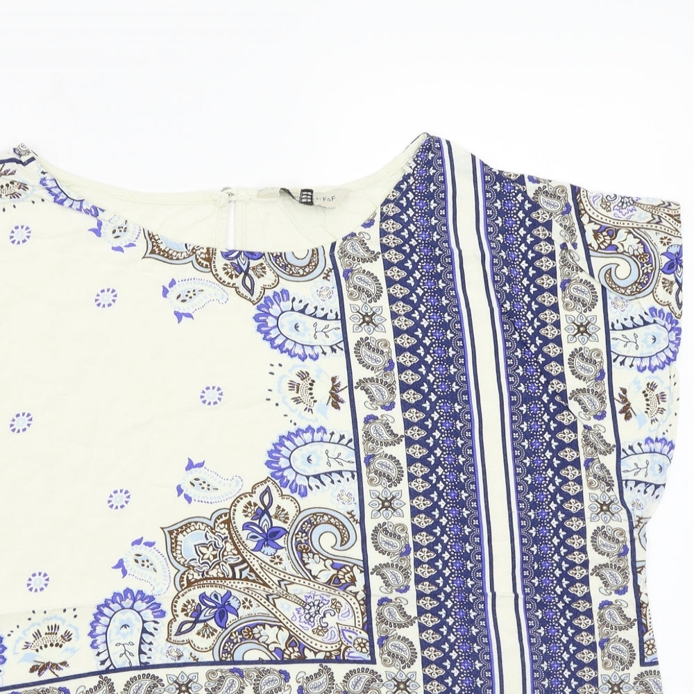F&FF Womens White Paisley  Basic Blouse Size 14