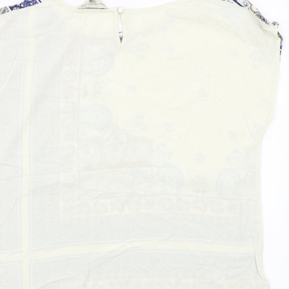 F&FF Womens White Paisley  Basic Blouse Size 14