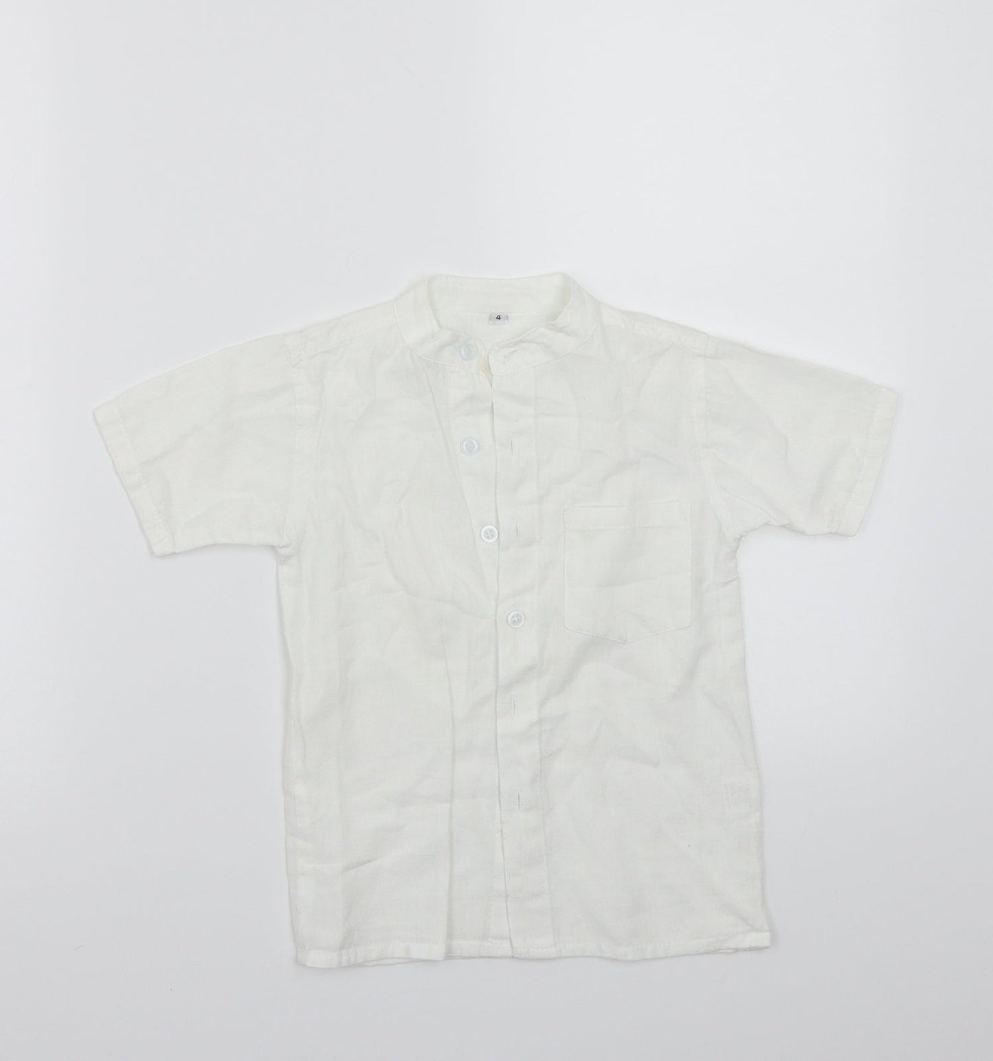Preworn Boys White  Rayon Basic Button-Up Size 4 Years