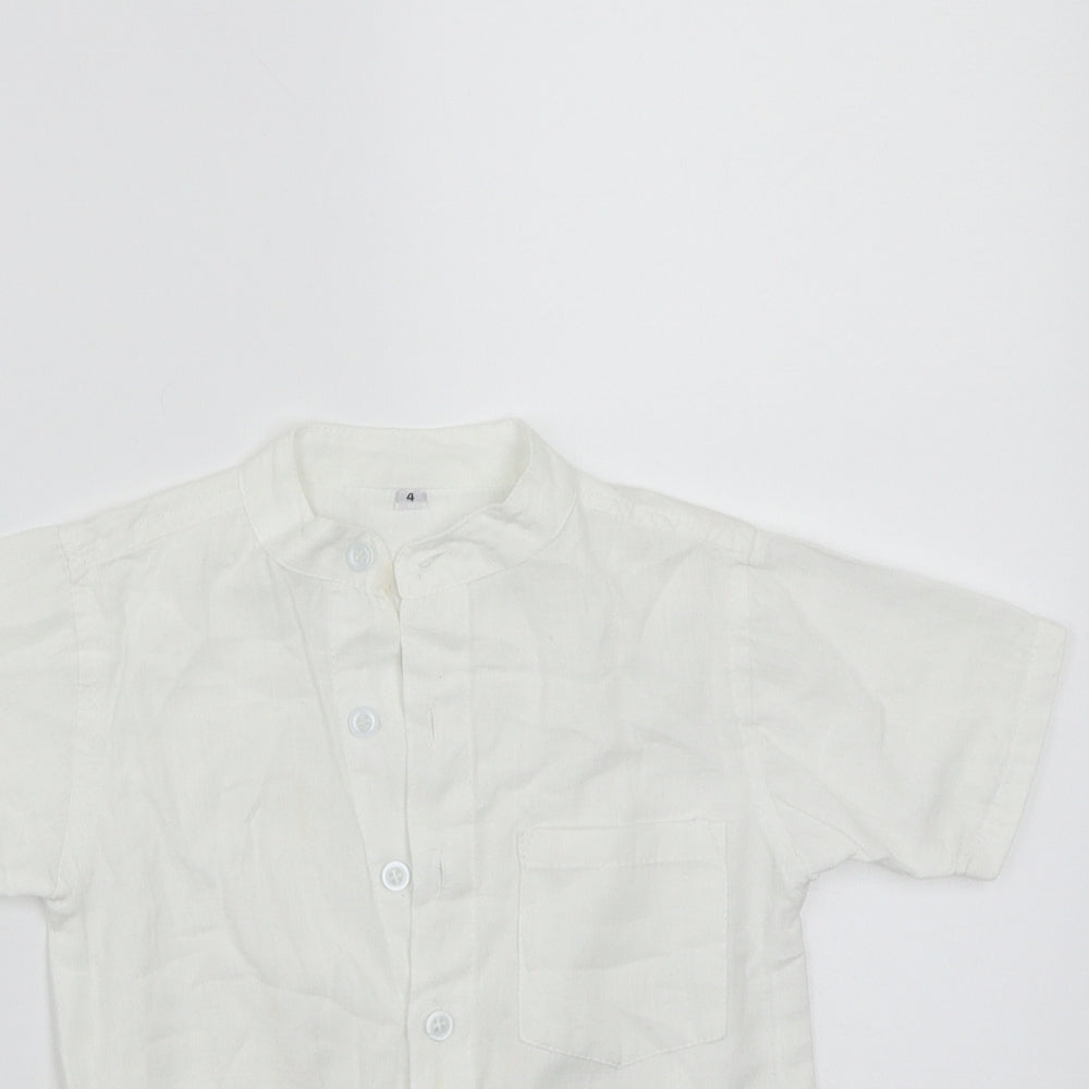 Preworn Boys White  Rayon Basic Button-Up Size 4 Years