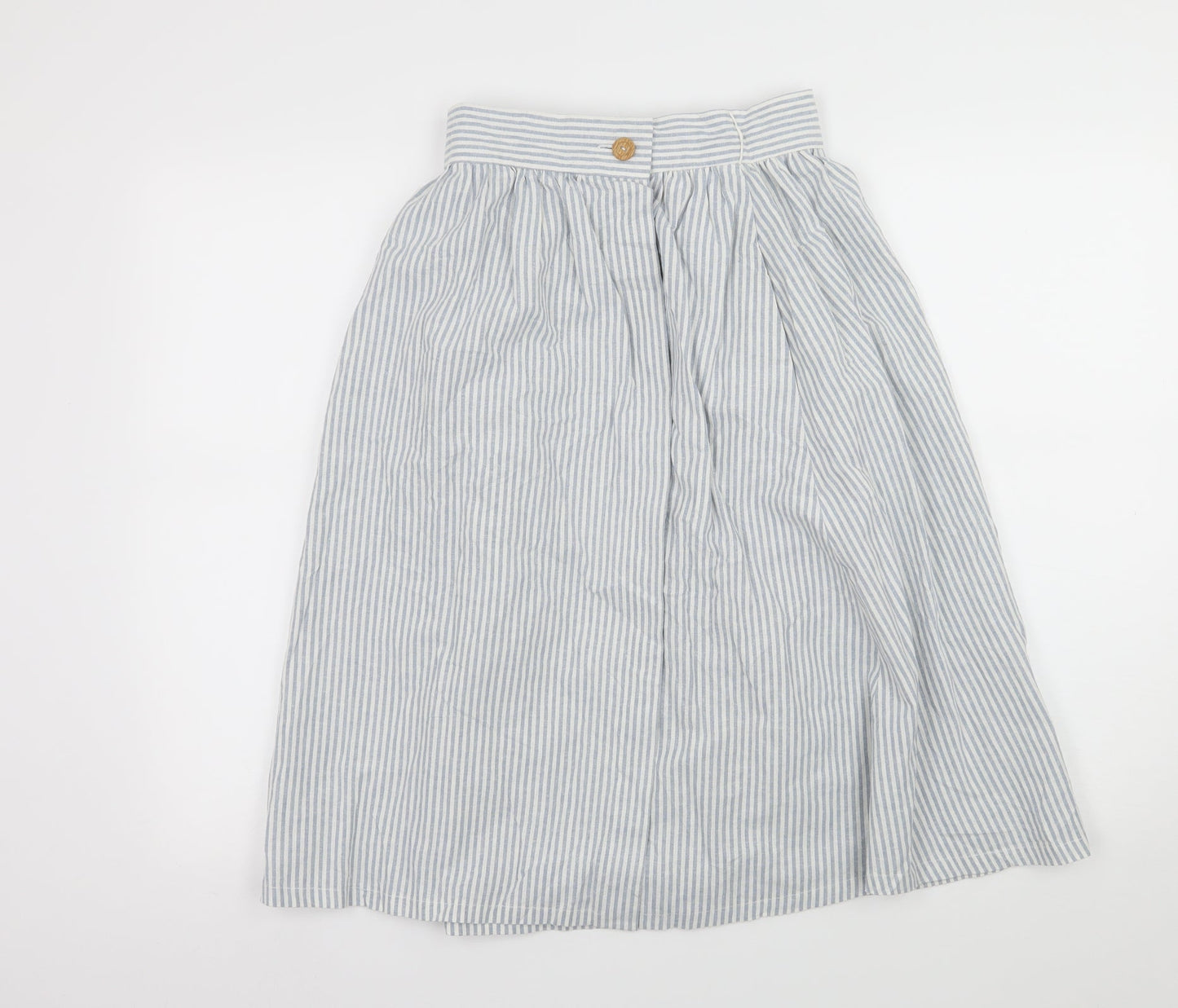 Preworn Womens Blue Striped  Wrap Skirt Size 26 in