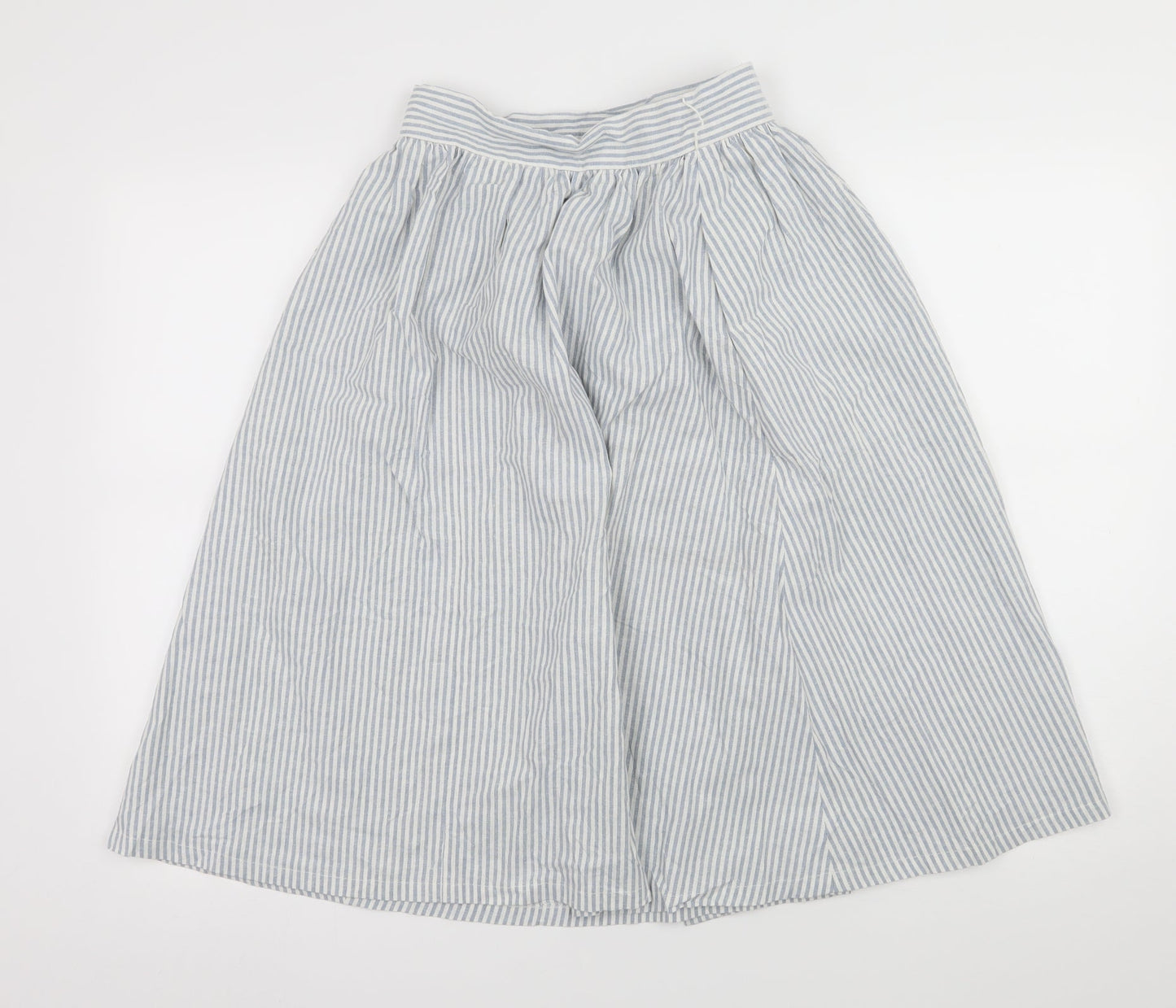 Preworn Womens Blue Striped  Wrap Skirt Size 26 in