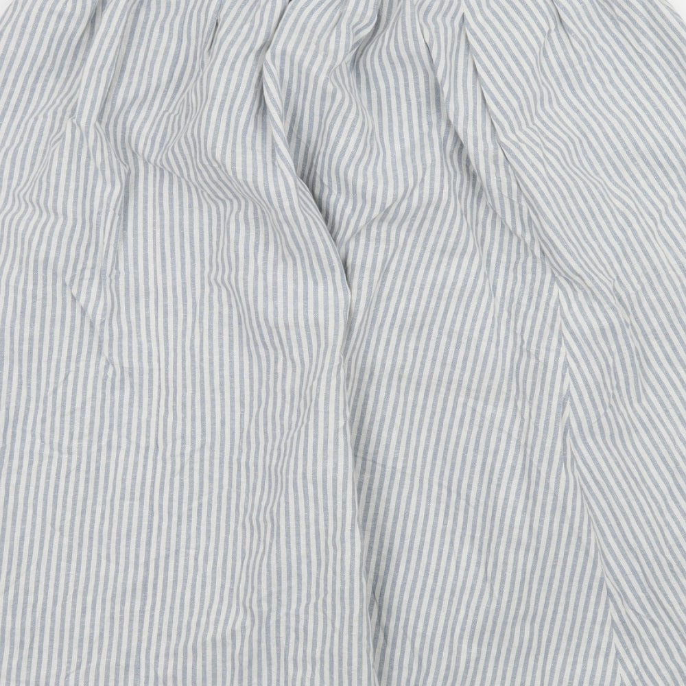 Preworn Womens Blue Striped  Wrap Skirt Size 26 in