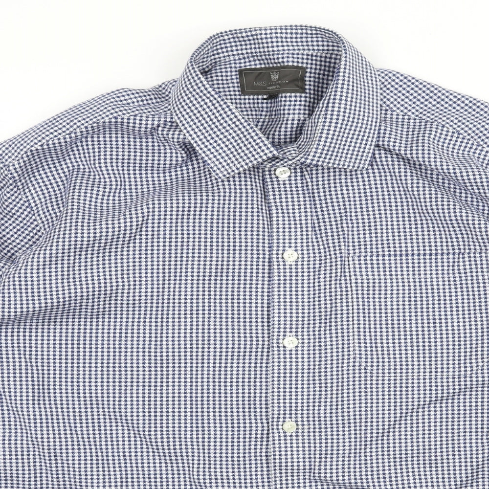 Marks and Spencer Mens Blue Check   Button-Up Size L