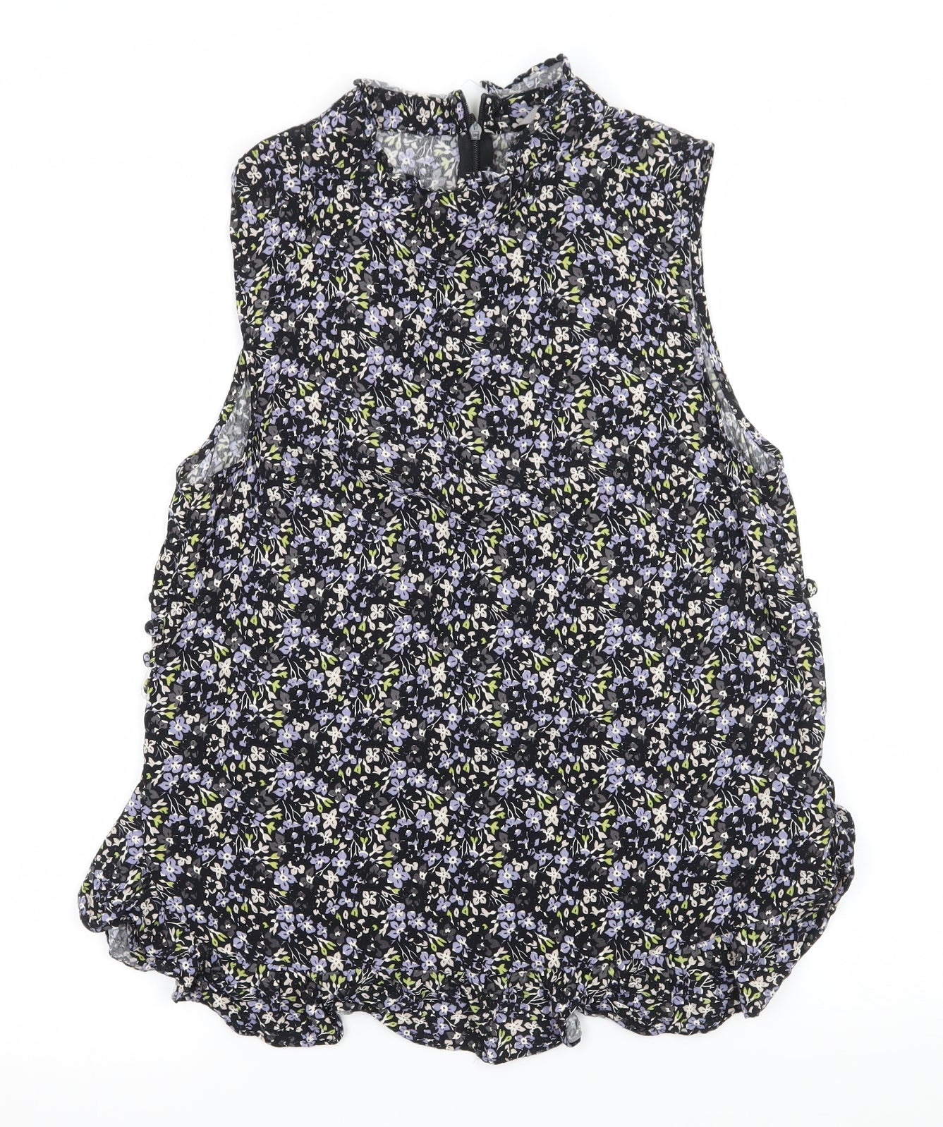 NEXT Womens Black Floral  Basic Blouse Size 8