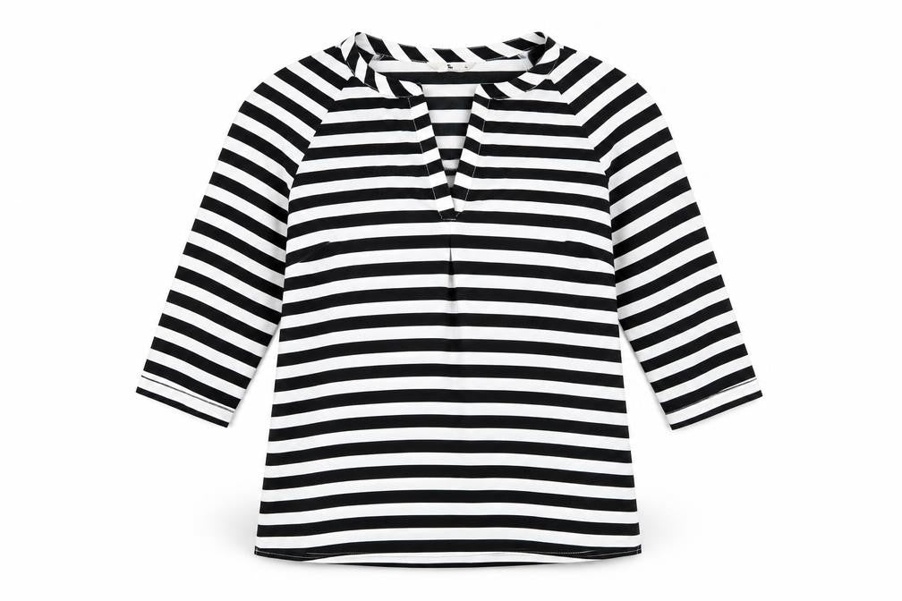 TU Womens Black Striped  Basic Blouse Size 12
