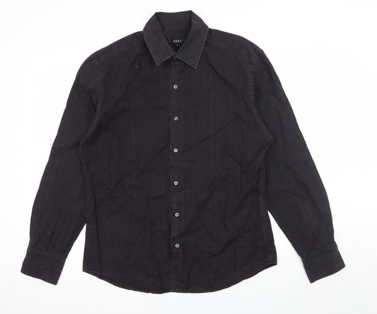 NEXT Mens Black Striped   Button-Up Size L