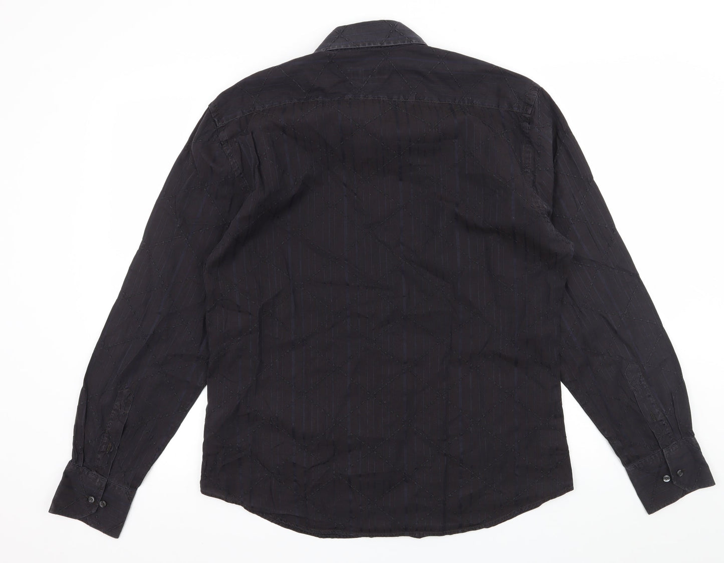NEXT Mens Black Striped   Button-Up Size L