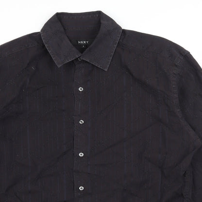 Next Mens Black Striped   Button-Up Size L