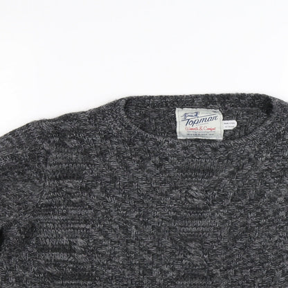 Preloved Topman Mens Grey  Knit Pullover Jumper Size M - Detail