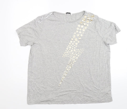 TU Womens Grey  Jersey Basic T-Shirt Size 10  - Stars