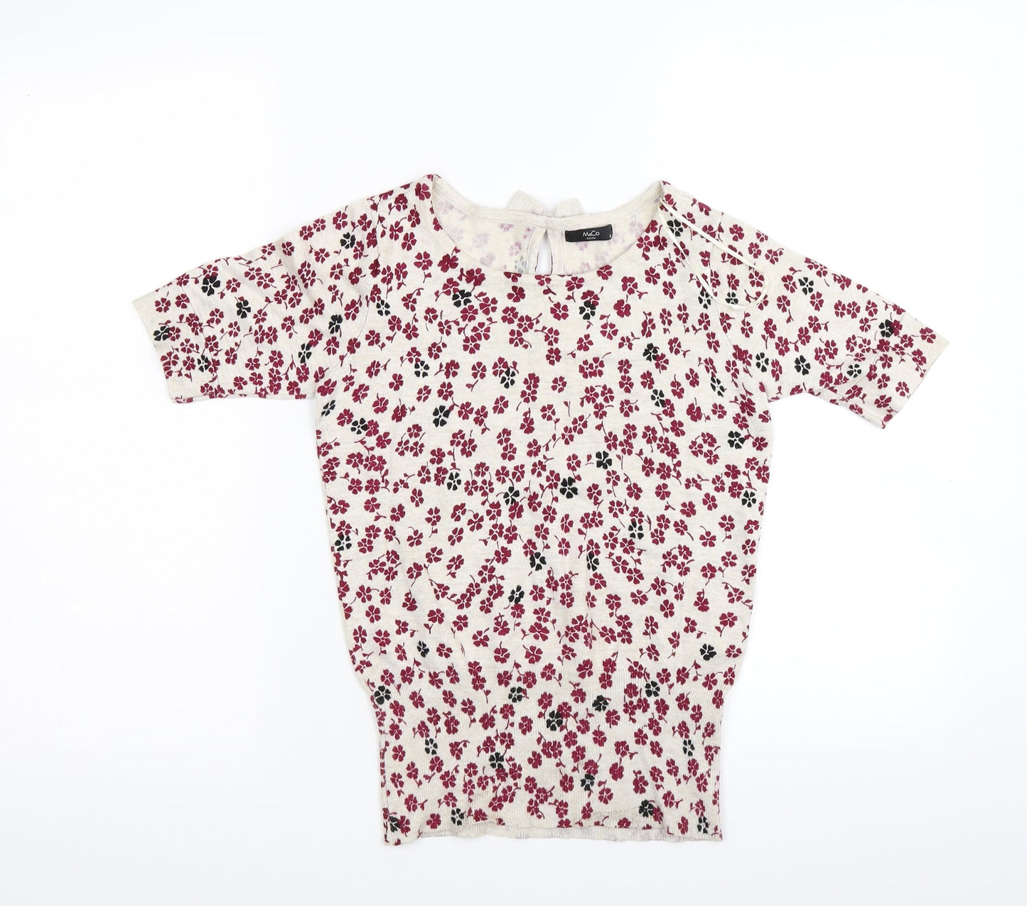 M&Co Womens Beige Floral  Pullover Jumper Size 8