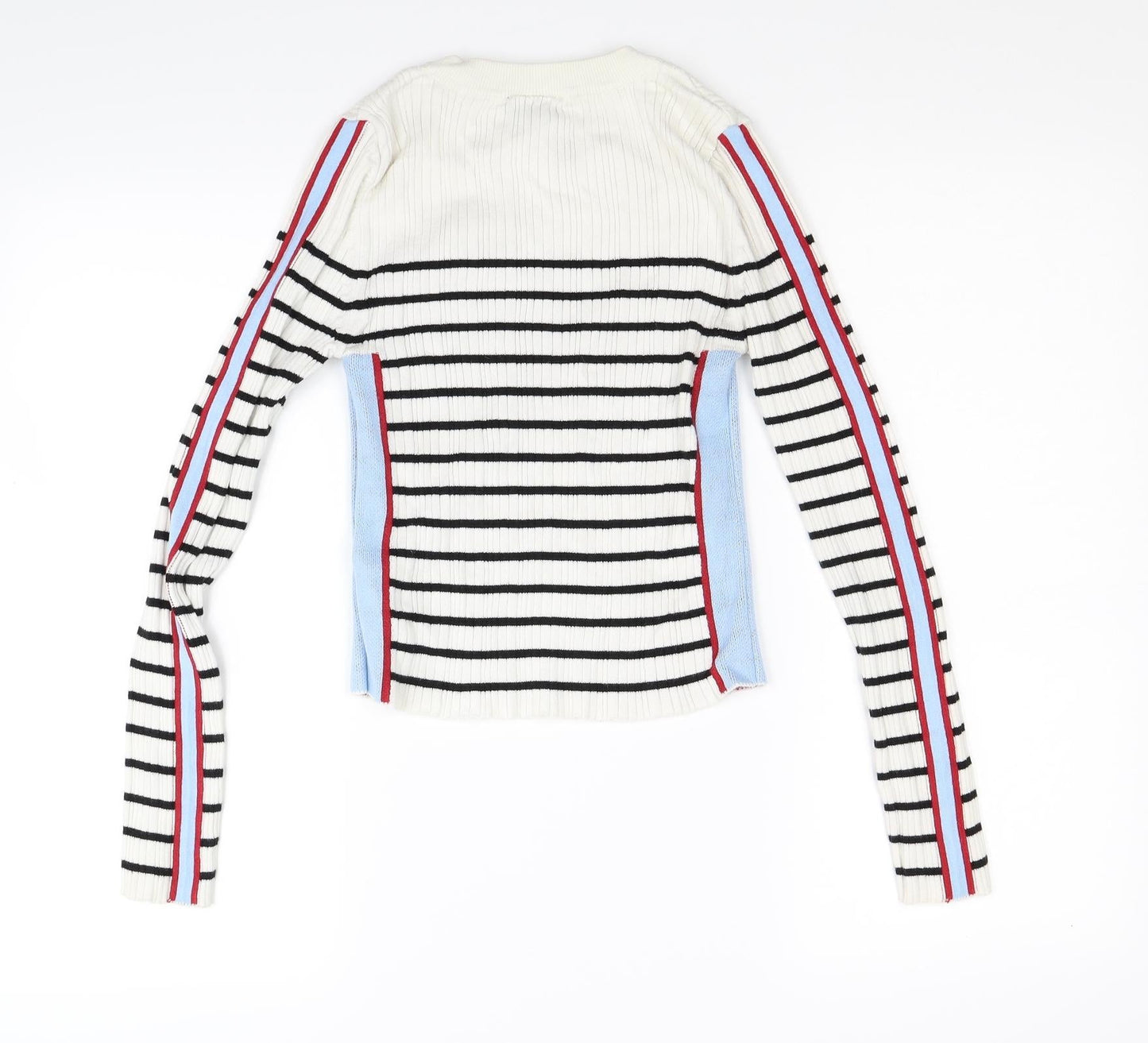 Topshop Womens White Striped  Pullover Jumper Size 10