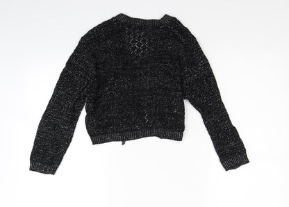 Preloved Papaya Womens Black  Knit Wrap Jumper Size M - Back