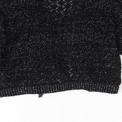 Preloved Papaya Womens Black  Knit Wrap Jumper Size M - Label